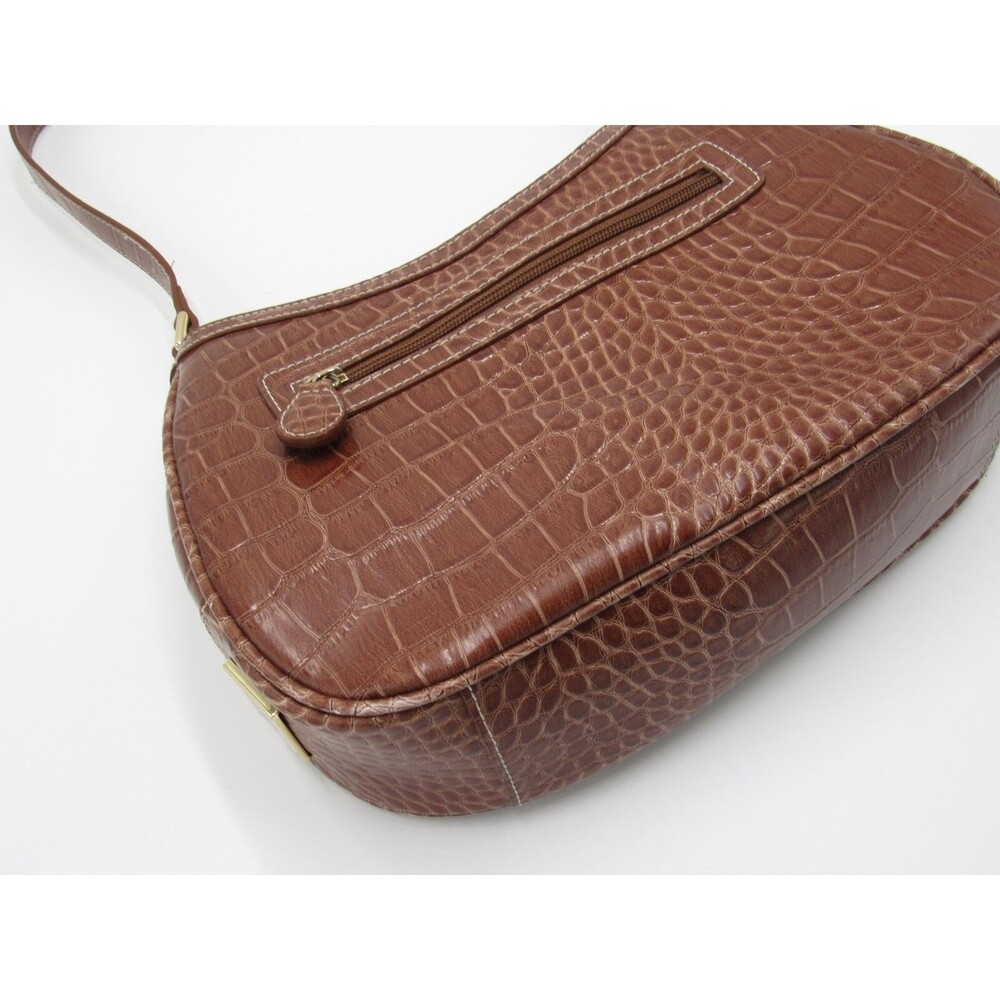 Liz Claiborne Purse Accessories Brown Embossed Snakeskin Womens Shoulder Bag - Picture 9 of 16